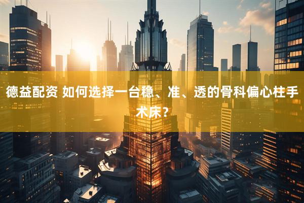 德益配资 如何选择一台稳、准、透的骨科偏心柱手术床？